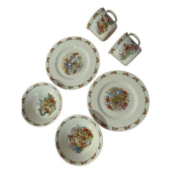 Vintage Rare pattern Bunnykins Bone Two China Place settings - Picture 1 of 11